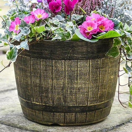 Whiskey barrel garden - whiskey,