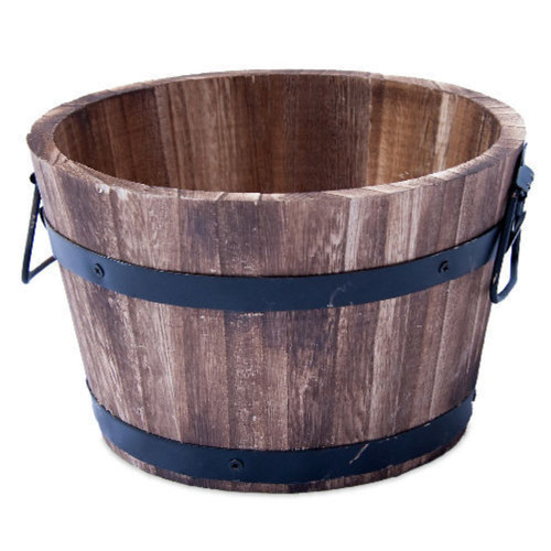 Round wooden barrel - barrel, planter